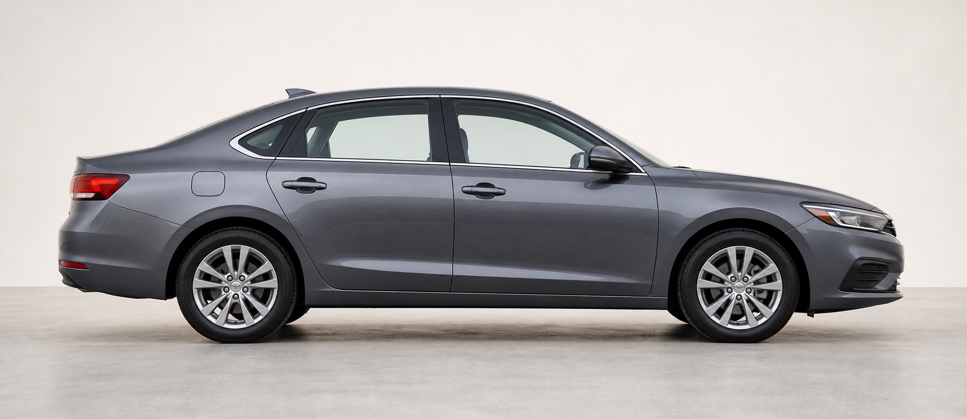 Realistic side-profile sedan photo used for anatomy hotspots